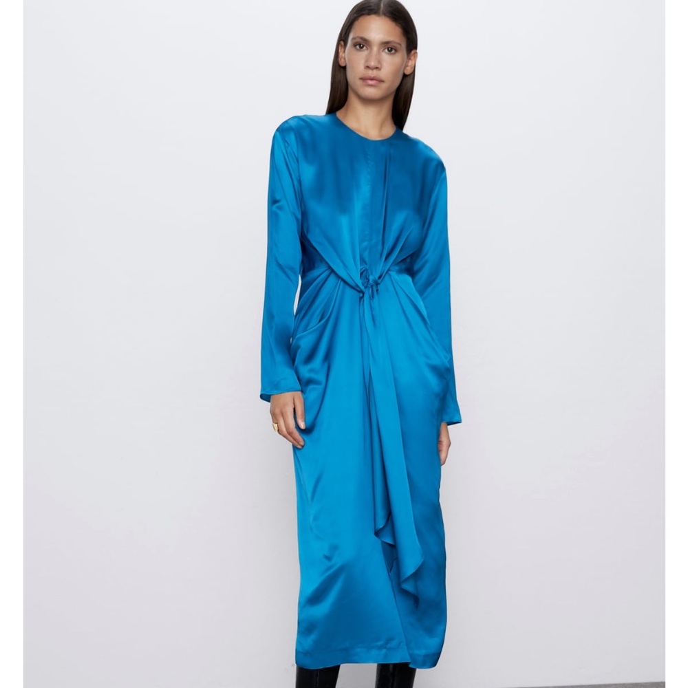 ZARA TIED SATIN DRESS